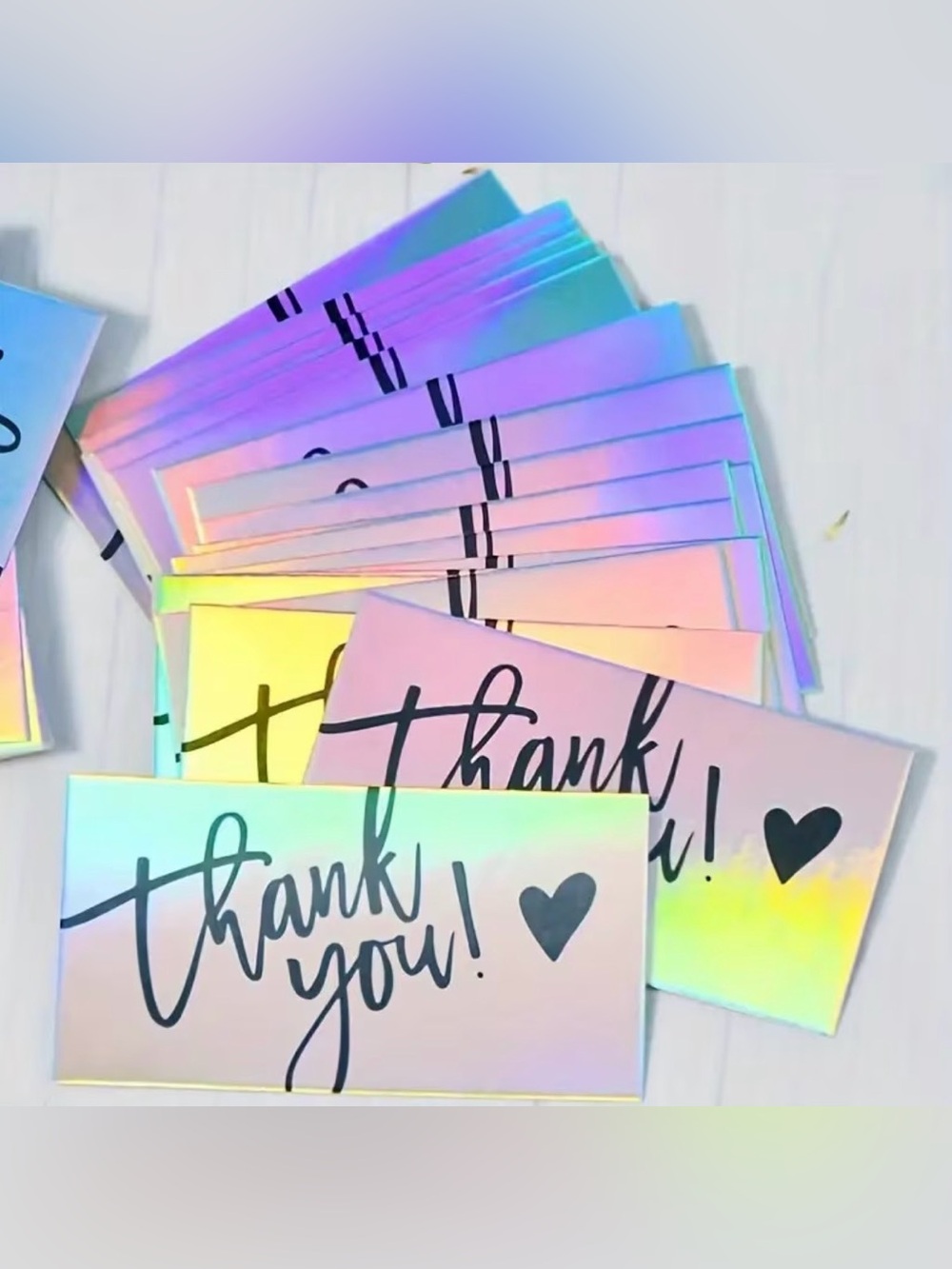 Holographic Thank You Cards - Iridescent Note Cards- pack of 50